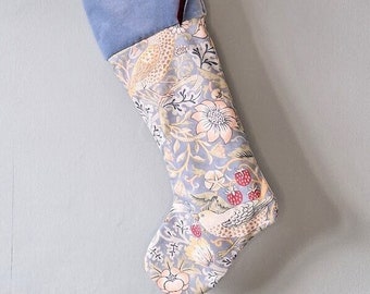 William Morris Christmas Stockings,velvet cuff,christmas decoration,floral Christmas stocking,luxury Christmas stocking,holiday stocking