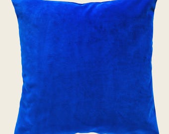 Funda de cojín de terciopelo de felpa en azul lapislázuli