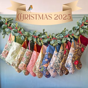William Morris Velvet Christmas Stocking: Handmade Floral Decor