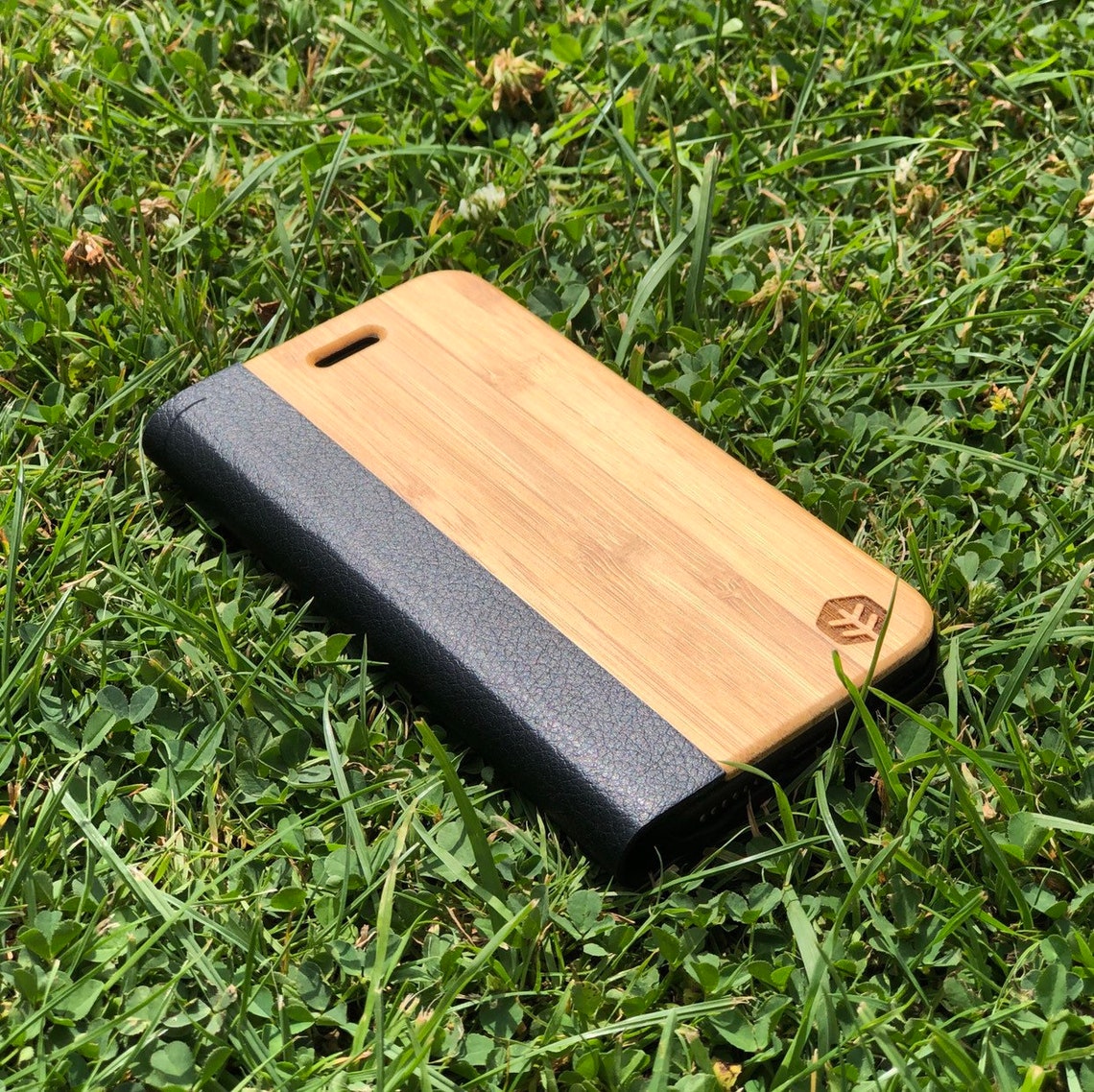 Black Leather & Bamboo Wood Iphone Case OXSY Iphone Etsy