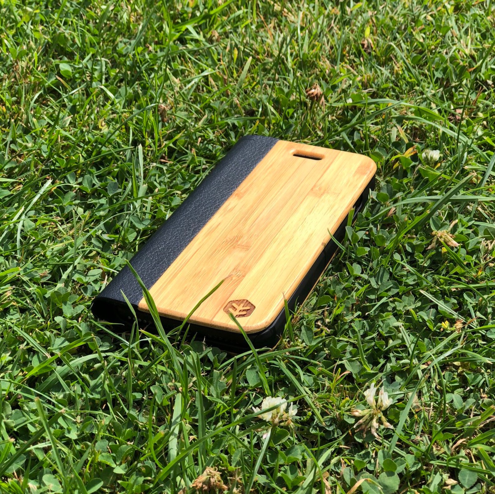 Black Leather & Bamboo Wood Iphone Case OXSY Iphone Etsy