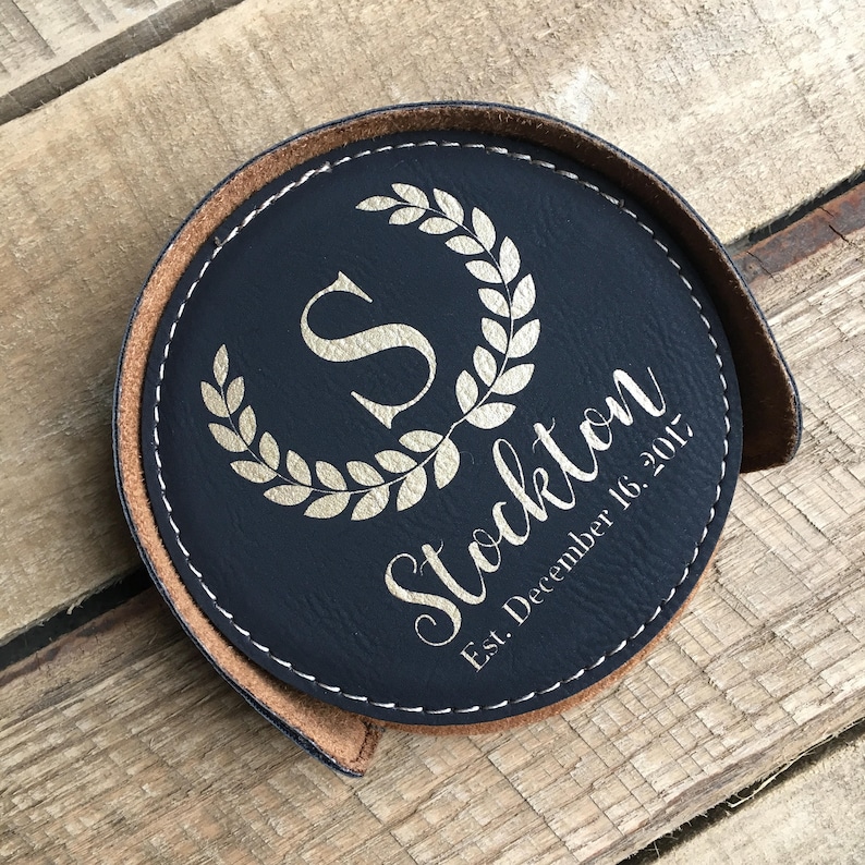 Custom Bar Coasters Leather Coaster Set Custom Coasters Etsy