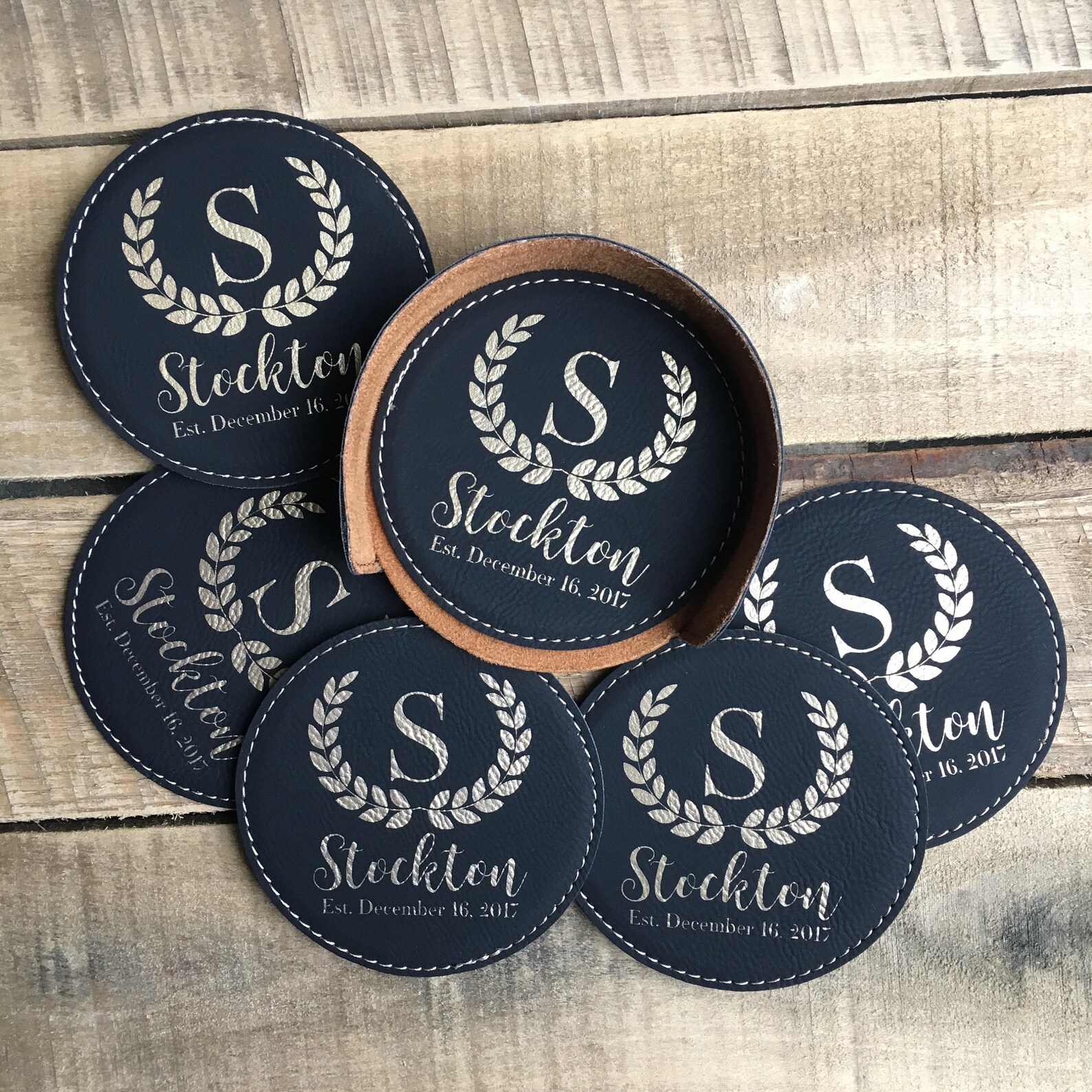 Custom Bar Coasters Leather Coaster Set Custom Coasters Etsy Canada