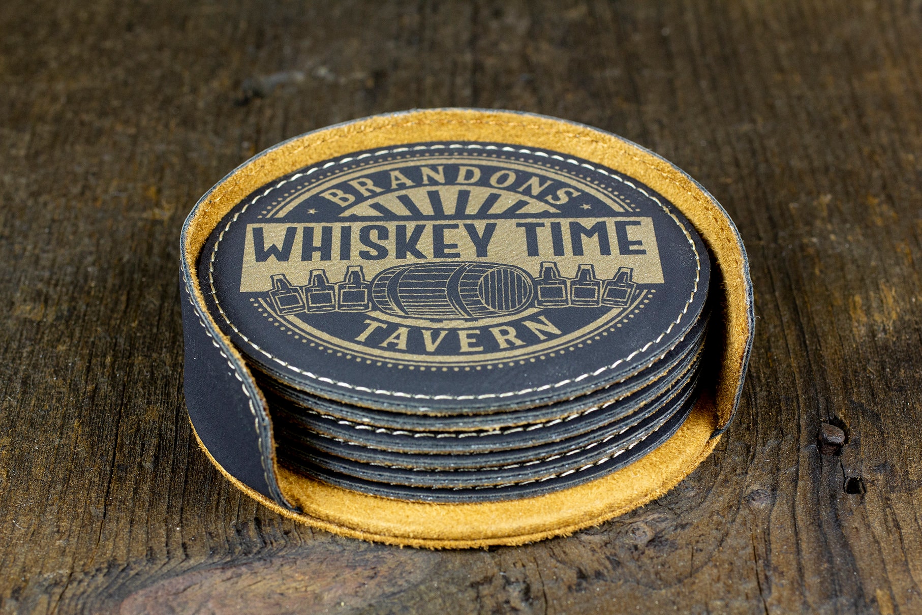 Custom Bar Coasters Leather Coaster Set Custom Coasters Etsy