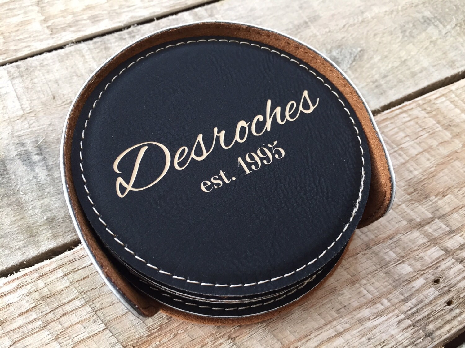 Custom Bar Coasters Leather Coaster Set Custom Coasters Etsy