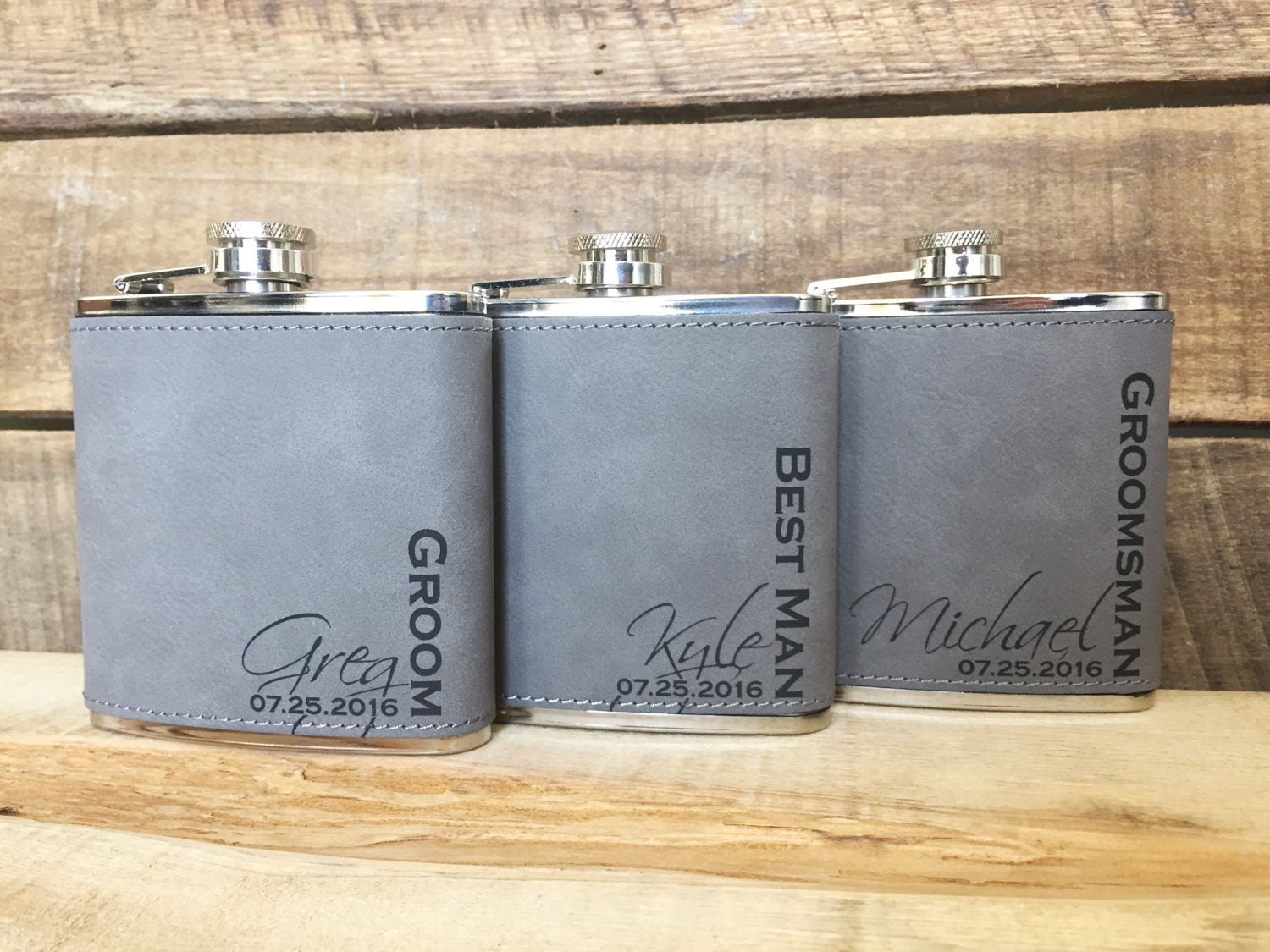 Engraved Leather Flasks, Groomsmen Flasks, Personalized Leather Flask…