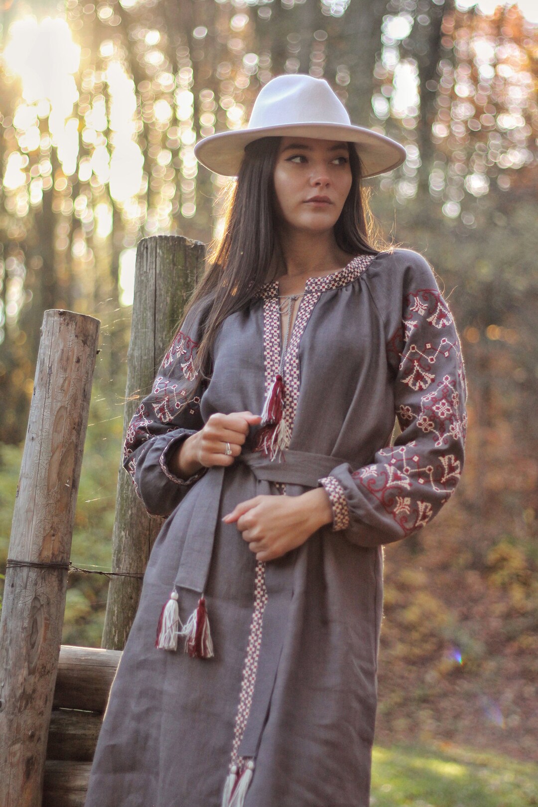 Embroidered Linen Dress Embroidered Dress Ukrainian Linen Dress Ethnic ...