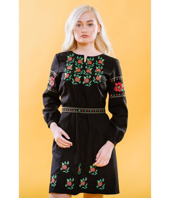 Lenina ♥ LILIANA puff sleeve embroidery dress MUSINSA | LENINA RIONA flower puff sleeve dress_RED