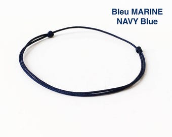 NAVY BLUE KABBALAH bracelet sold individually or in sets Thin slip knots polyester cord Lucky minimalist jewel Man Woman
