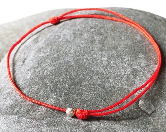 RED KABBALAH & a sterling silver round bead bracelet Buddhist Thin red cord Lucky traditional Red cord bracelet Yoga jewel