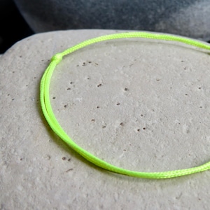NEON YELLOW bracelet Thin slip knots cord Lucky jewelry Man Woman minimalist  protective accessory