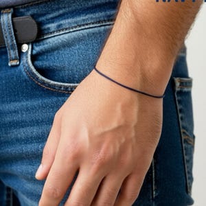 Bracelet cordon BLEU MARINE Bijou classique cadeau femme homme enfant