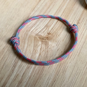Light GREY Rope Bracelet with Neon PINK Speckles Lucky Charm Jewelry for Women, Men, Teens, Sailors, Paracord