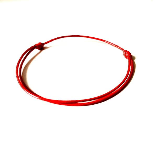 Bracelet Cordon ROUGE en COTON ciré Bijou KABBALE porte bonheur minimaliste