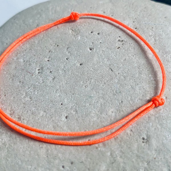 Bracelet cordon ORANGE FLUORESCENT Bijou porte bonheur minimaliste