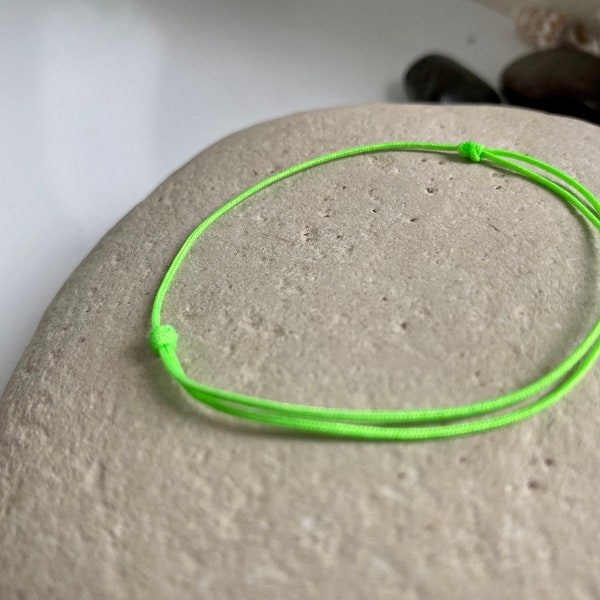 FLUORESCENT GREEN cord bracelet Minimalist lucky charm Hope
