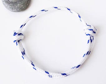 Nautical WHITE & BLUE halyard cord bracelet Lucky man Sailor Nautical Minimalist jewel