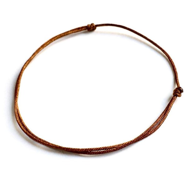 ICED BROWN Thin slip knots polyester cord KABBALAH Lucky jewel Man Woman minimalist