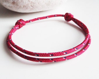 Nautical FUCHSIA PINK halyard cord bracelet Lucky woman little girl Sailor Marine Boat cord jewel