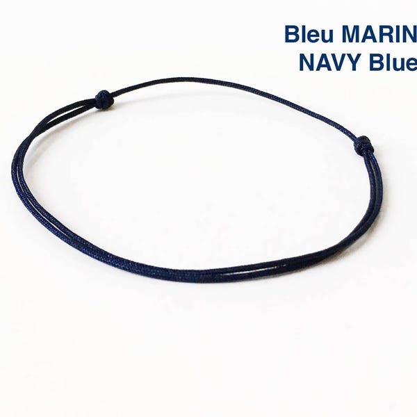 Bracelet cordon BLEU MARINE Bijou porte bonheur minimaliste