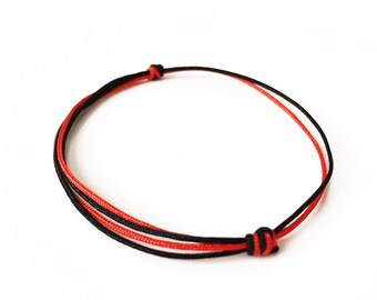 BLACK & RED bracelet 2 cords bracelet Buddhist Thin slip knots Lucky Man Woman Rock minimalist jewel