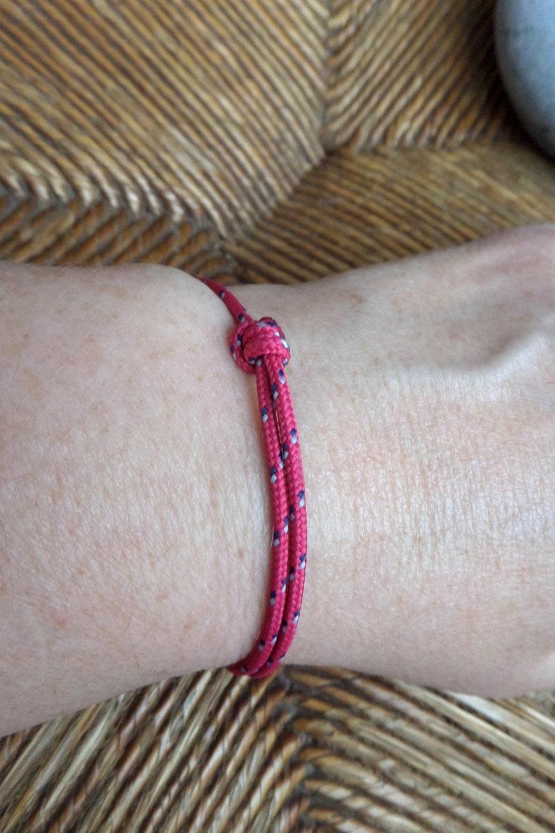 Nautical FUCHSIA PINK halyard cord bracelet Lucky woman little girl Sailor Marine Boat cord jewel image 2