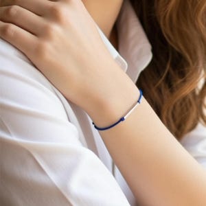 Bracelet long tube Argent massif Cordon de la couleur de votre choix Bijou tendance coloré