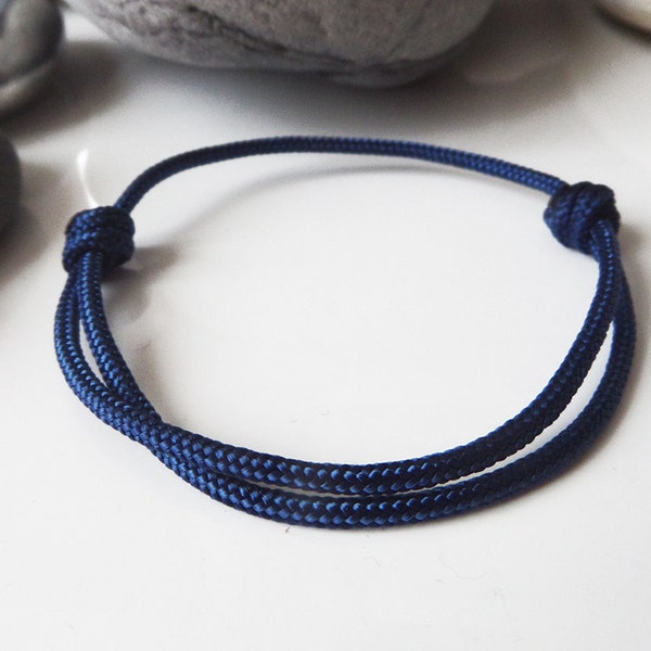 Bracelet nautique UNI BLEU Corde de bateau Bijou Porte bonheur homme femme ado marin Escalade