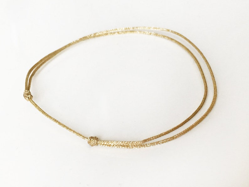 GOLD tone bracelet Thin slip knots GOLD tone cord bracelet GoLD tone cord bracelet Lucky jewelry Man Woman minimalist bracelet Fashion gold