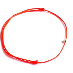 RED KABBALAH & a STRIATED sterling silver round bead bracelet Buddhist Thin red cord Lucky traditional Red cord jewel