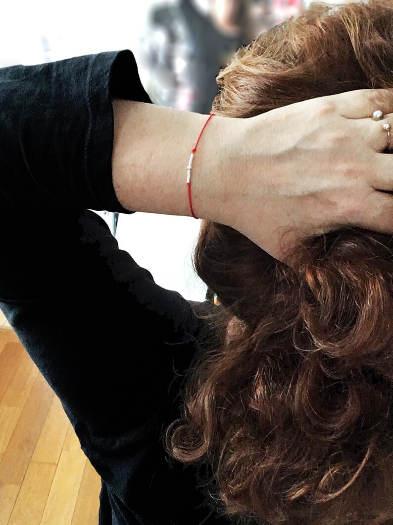 7 Chakras RED Yarn Bracelet Friendship Bracelet 7 Pearls 925 Etsy