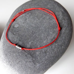 925 Sterling silver 3 thin beads RED Cord bracelet Lucky Kabbalah Man woman teen jewel image 5