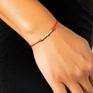 7 chakras RED yarn Bracelet Friendship Bracelet 7 pearls 925 Sterling silver Yoga Meditation Zen Love seven beads jewel image 3