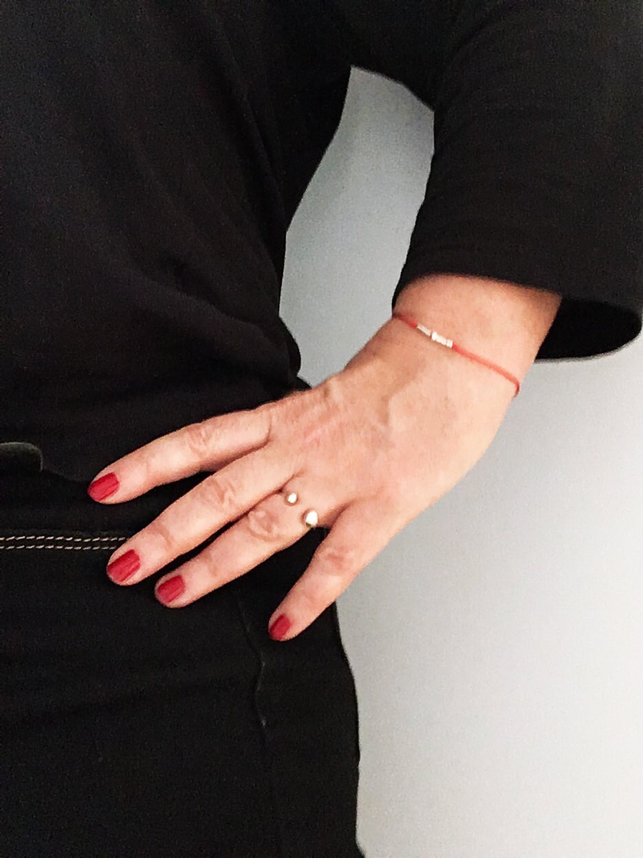 7 Chakras RED Yarn Bracelet Friendship Bracelet 7 Pearls 925 Etsy