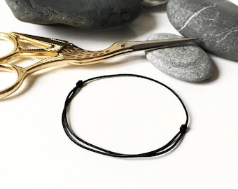 BLACK thin cord bracelet Minimalist lucky protection jewelry Rock