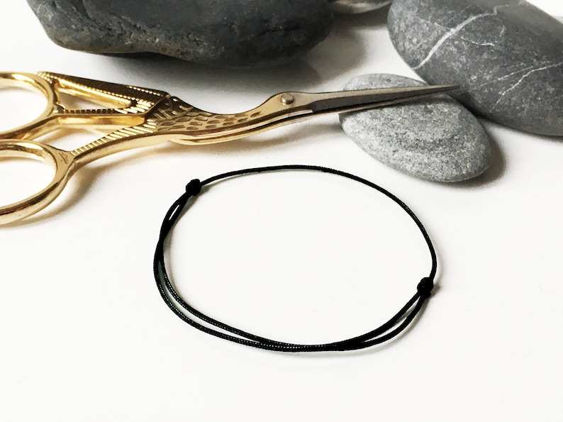 BLACK thin cord bracelet Sold individually or in batch Minimalist lucky jewelry Rock image 5