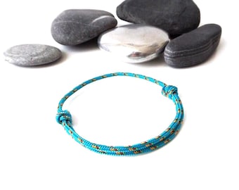 Nautical TURQUOISE halyard cord bracelet Lucky woman man Sailor Nautical Navigator Boat cord Minimalist jewel
