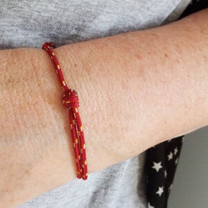 Nautical dark red halyard cord bracelet Lucky woman man Sailor or climbing Nautical Climber burgundy jewel image 4