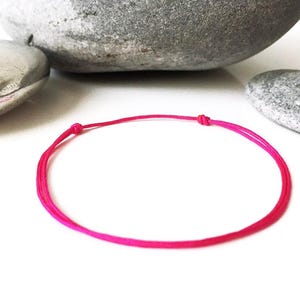 HOT PINK Bracelet Buddhist Thin Slip Knots NEON Pink Cord Lucky Jewelry ...