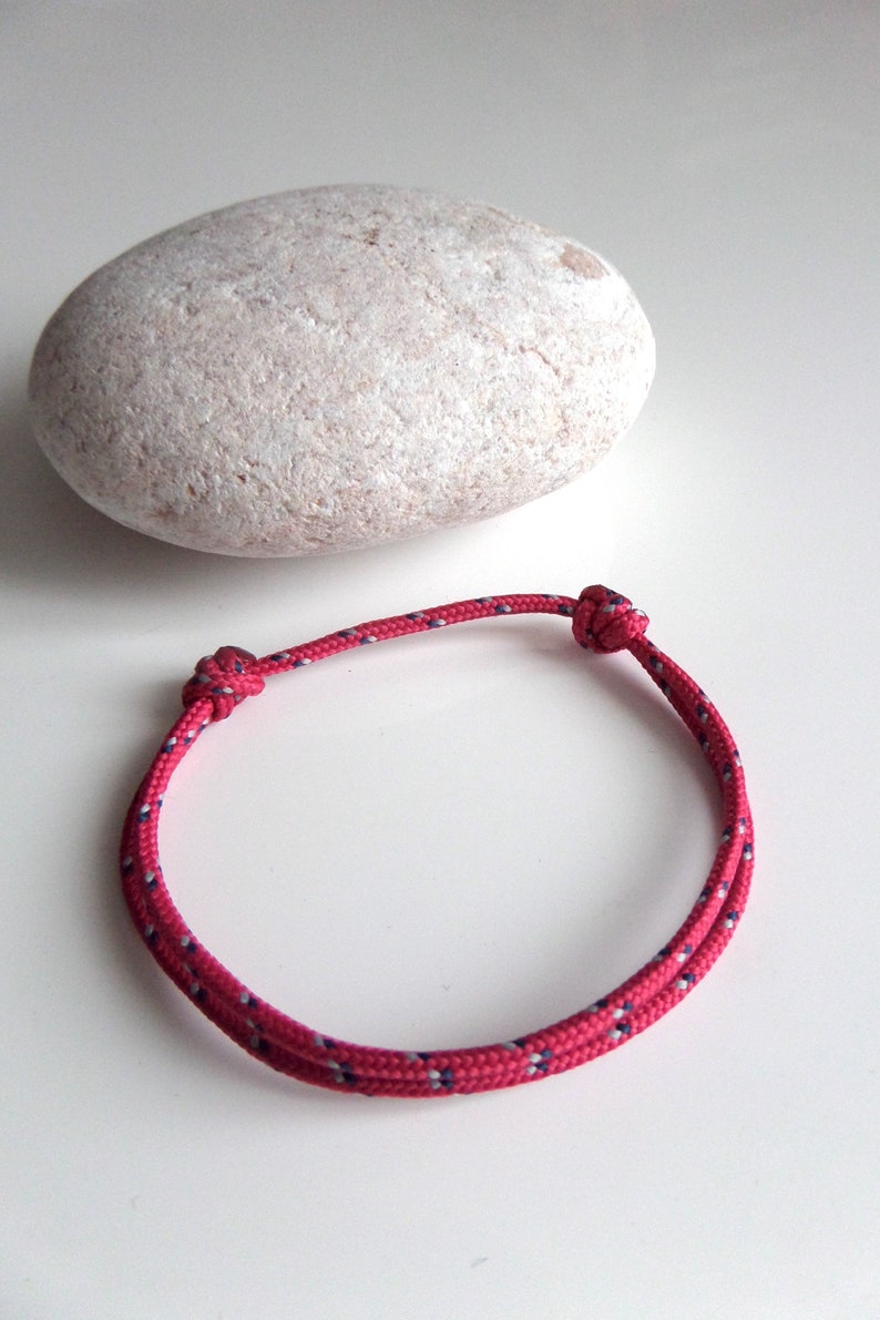 Nautical FUCHSIA PINK halyard cord bracelet Lucky woman little girl Sailor Marine Boat cord jewel image 3