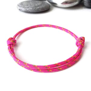 Nautical NEON PINK speckled yellow and green halyard cord bracelet Lucky woman man Sailor Nautical Navigator Bracelet Boat cord