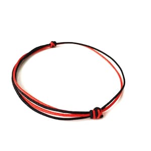 Bracelet 2 cordons NOIR & ROUGE Bijou minimaliste Réglable bijou Protecteur Homme Femme Boho chic