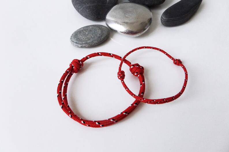 Two RED Nautical bracelets One THIN one BULKY Cord bracelets Lucky bracelets for couple sisters girlfriends friends 2 Minimalist Bracelets