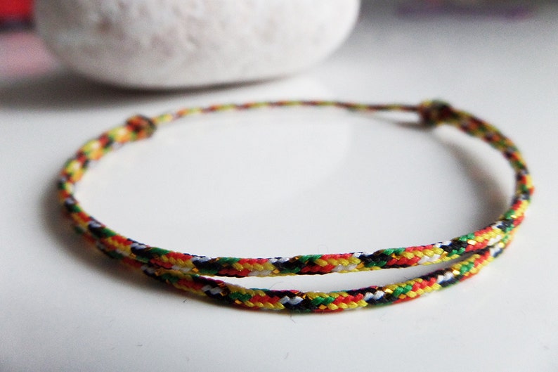 YELLoW RED GREEN /& GOLD cord bracelet Lucky woman man teen Bracelet 2019 Bracelet gift Chic Bracelet Fashion Thin gold cord