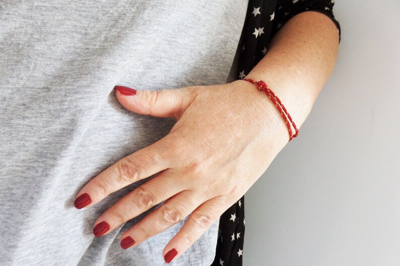 Nautical dark red halyard cord bracelet Lucky woman man Sailor or climbing Nautical Climber burgundy jewel image 2