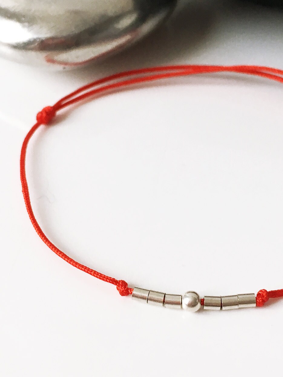 7 Chakras RED Yarn Bracelet Friendship Bracelet 7 Pearls 925 Etsy