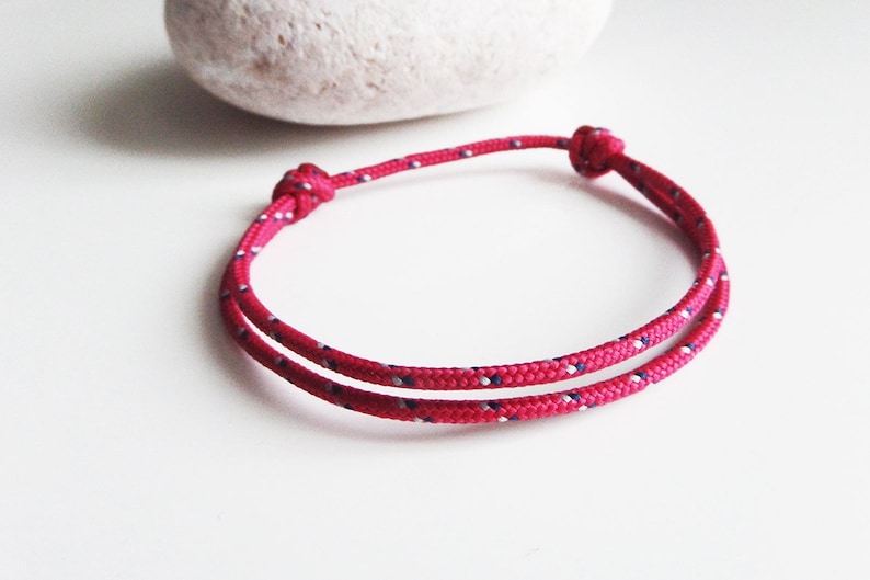 Nautical FUCHSIA PINK halyard cord bracelet Lucky woman little girl Sailor Marine Boat cord jewel image 1