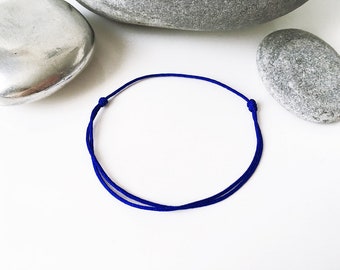 KING BLUE bracelet Thin slip knots polyester cord ULTRAMARINE Kabbalah bracelet Lucky jewelry Man Woman baby minimalist