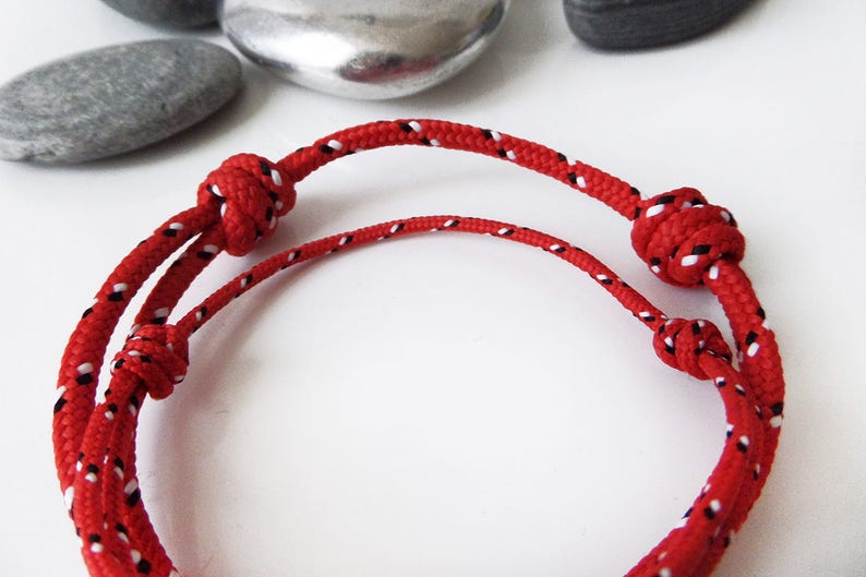 Two RED Nautical bracelets One THIN one BULKY Cord bracelets Lucky bracelets for couple sisters girlfriends friends 2 Minimalist Bracelets