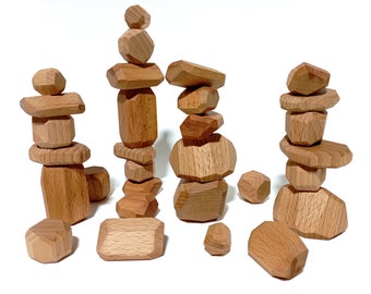Tumi Ishi 30-piece balancing stones, building blocks, wooden stone toy, stacking toy, Montessori toy